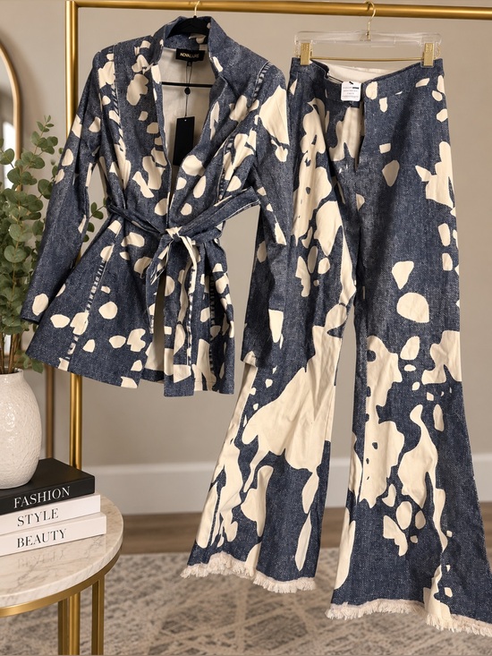 Fashion Nova Other - Fashion Nova Navy and Cream Printed Two-Piece Set